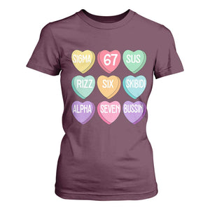 Funny Valentines Day 67 Meme Six Seven Sigma Rizz Heart Kids T Shirt For Women TS11 Maroon Print Your Wear