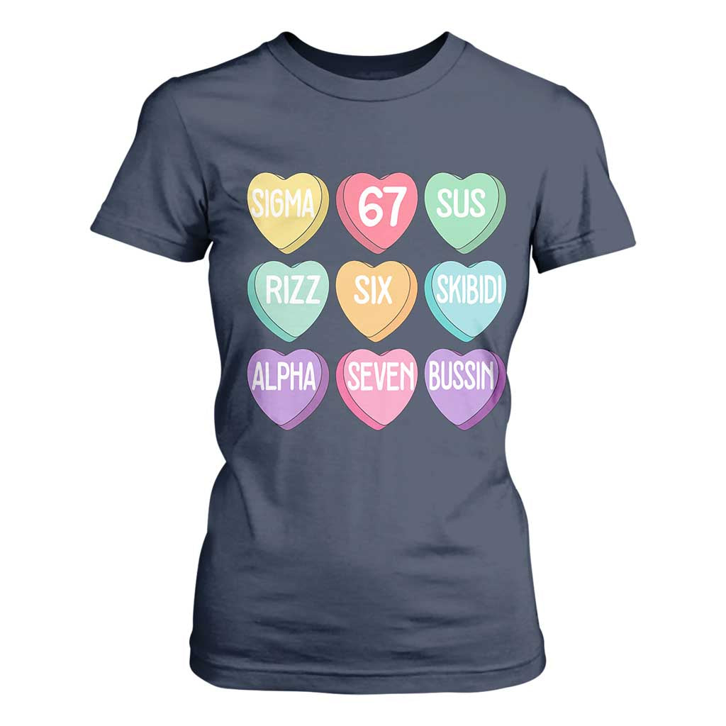 Funny Valentines Day 67 Meme Six Seven Sigma Rizz Heart Kids T Shirt For Women TS11 Navy Print Your Wear
