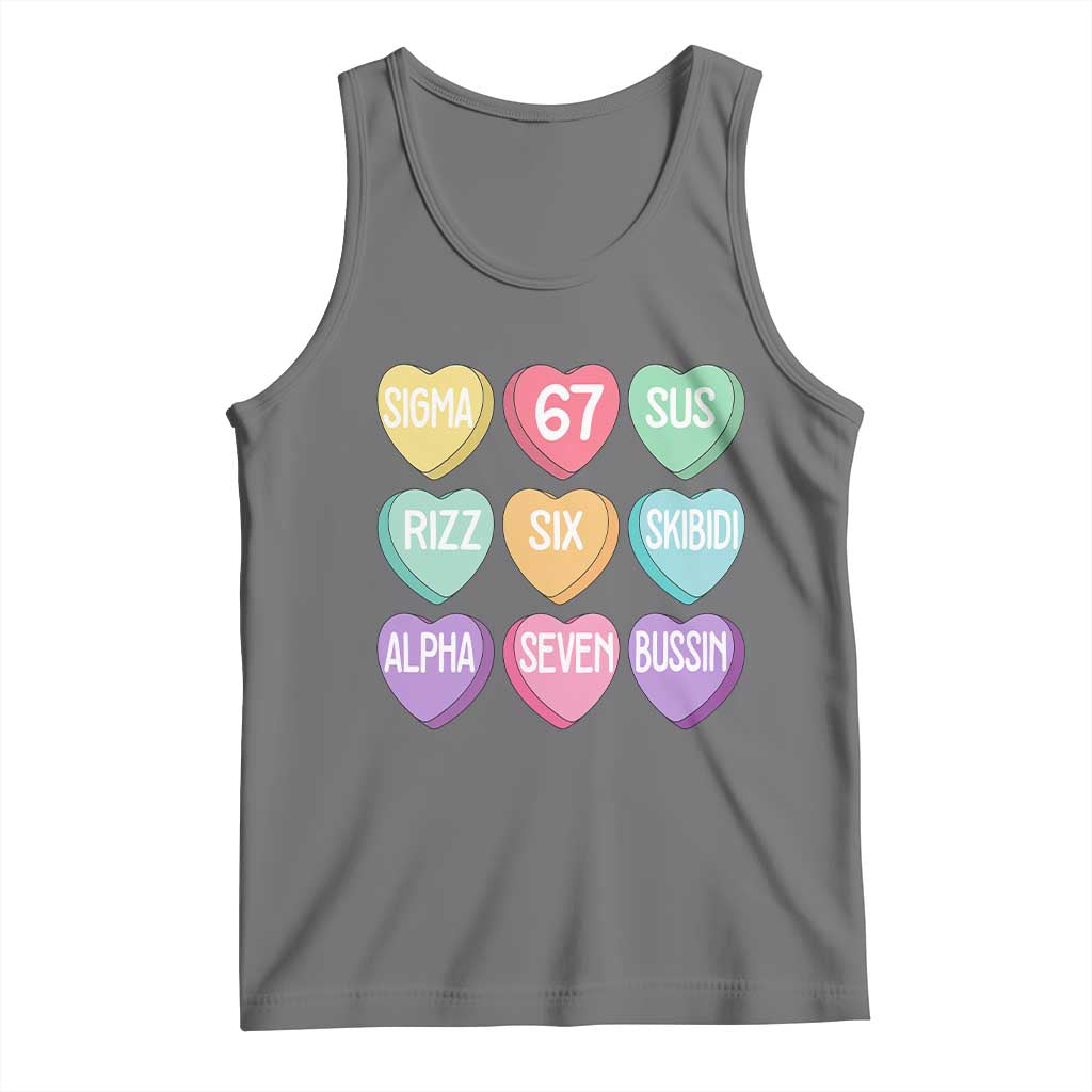 Funny Valentines Day 67 Meme Six Seven Sigma Rizz Heart Kids Tank Top TS11 Black Heather Print Your Wear