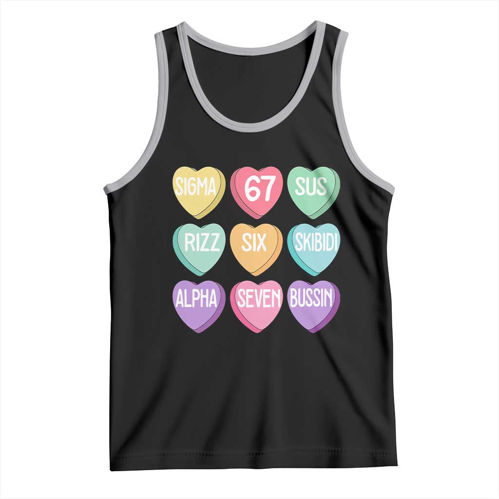 Funny Valentines Day 67 Meme Six Seven Sigma Rizz Heart Kids Tank Top TS11 Black Athletic Heather Print Your Wear