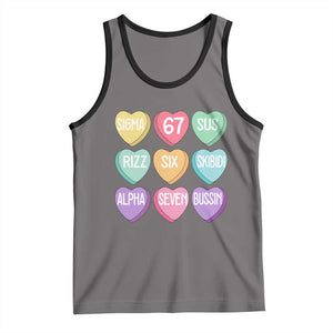 Funny Valentines Day 67 Meme Six Seven Sigma Rizz Heart Kids Tank Top TS11 Deep Heather Black Print Your Wear