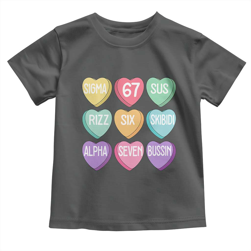 Funny Valentines Day 67 Meme Six Seven Sigma Rizz Heart Kids Toddler T Shirt TS11 Dark Heather Print Your Wear