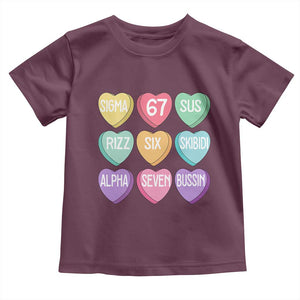 Funny Valentines Day 67 Meme Six Seven Sigma Rizz Heart Kids Toddler T Shirt TS11 Maroon Print Your Wear