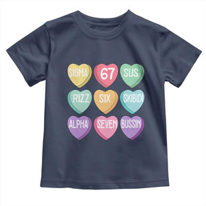 Funny Valentines Day 67 Meme Six Seven Sigma Rizz Heart Kids Toddler T Shirt TS11 Navy Print Your Wear