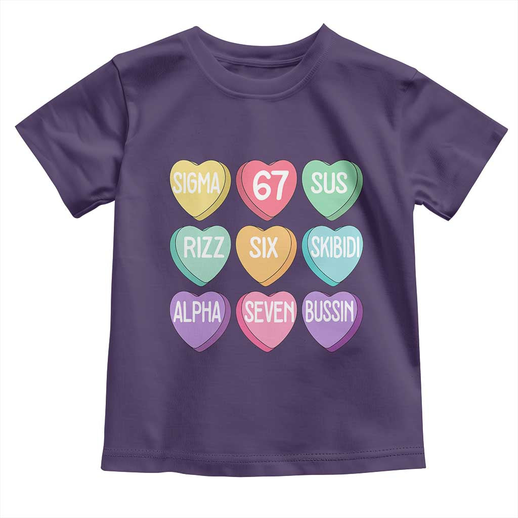 Funny Valentines Day 67 Meme Six Seven Sigma Rizz Heart Kids Toddler T Shirt TS11 Purple Print Your Wear