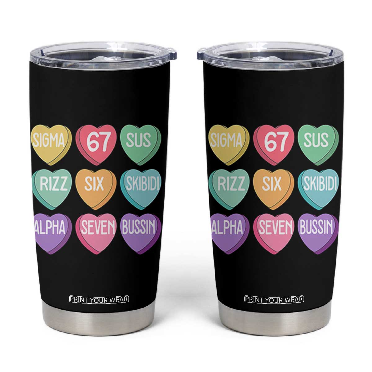 Funny Valentines Day 67 Meme Six Seven Sigma Rizz Heart Kids Tumbler Cup TS11 Black Print Your Wear