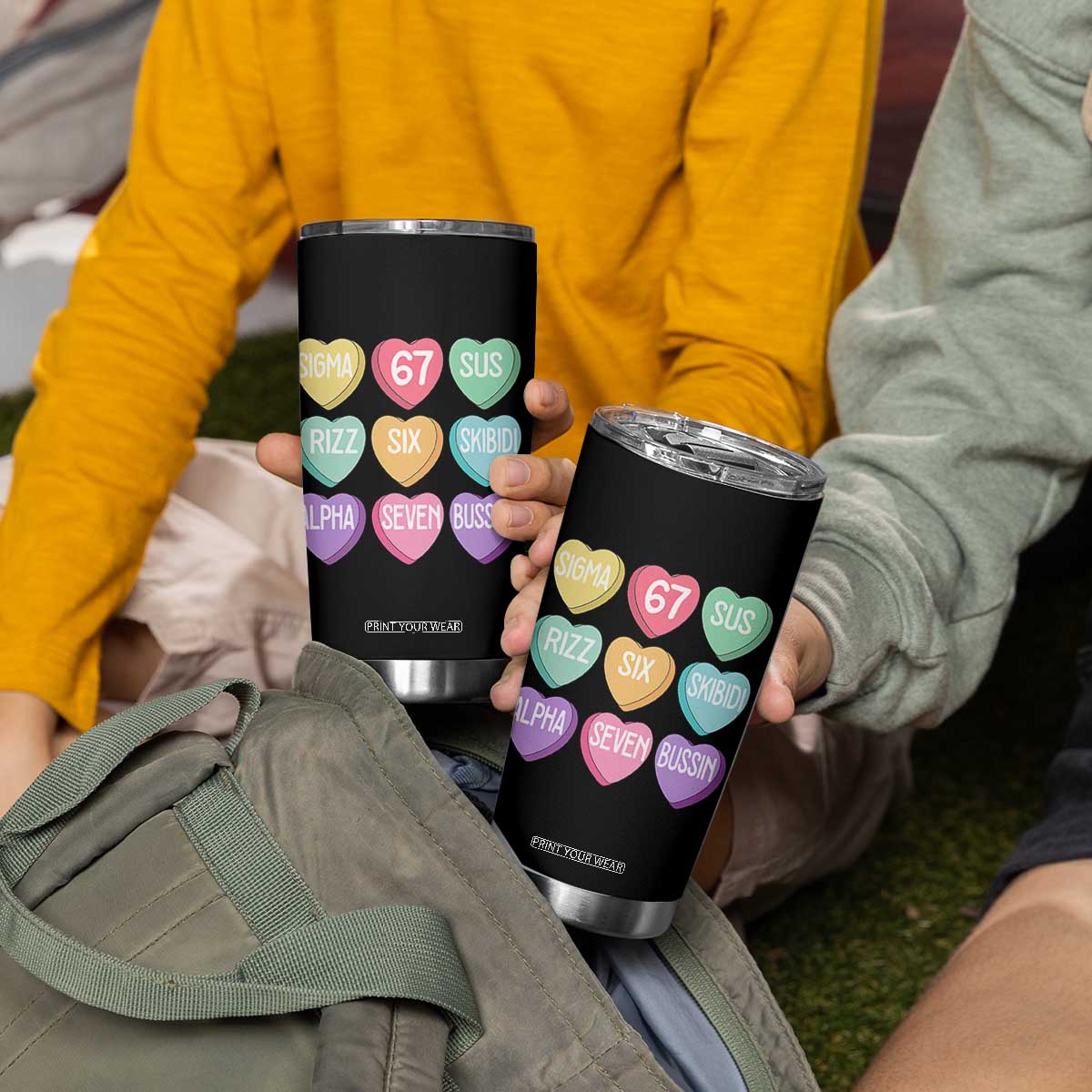Funny Valentines Day 67 Meme Six Seven Sigma Rizz Heart Kids Tumbler Cup TS11 Print Your Wear