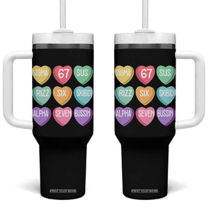 Funny Valentines Day 67 Meme Six Seven Sigma Rizz Heart Kids Tumbler With Handle TS11 One Size: 40 oz Black Print Your Wear