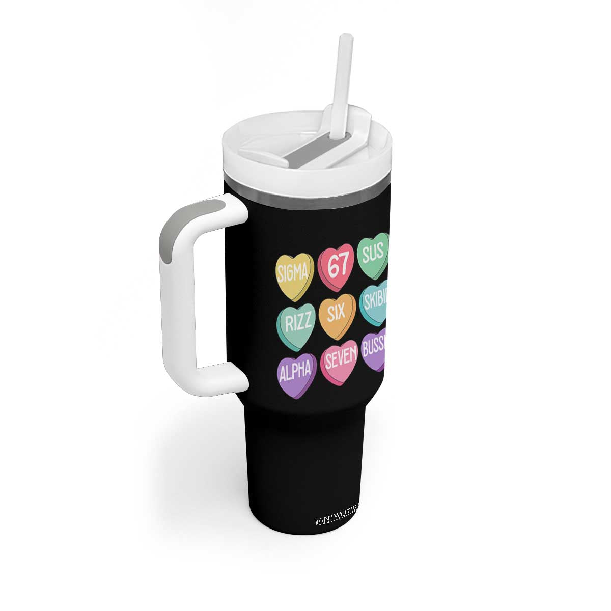 Funny Valentines Day 67 Meme Six Seven Sigma Rizz Heart Kids Tumbler With Handle TS11 Print Your Wear