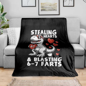 Funny 67 Meme Valentines Day Dinosaur Throw Blanket Stealing Hearts And Blasting 67 Farts TS11 Print Your Wear