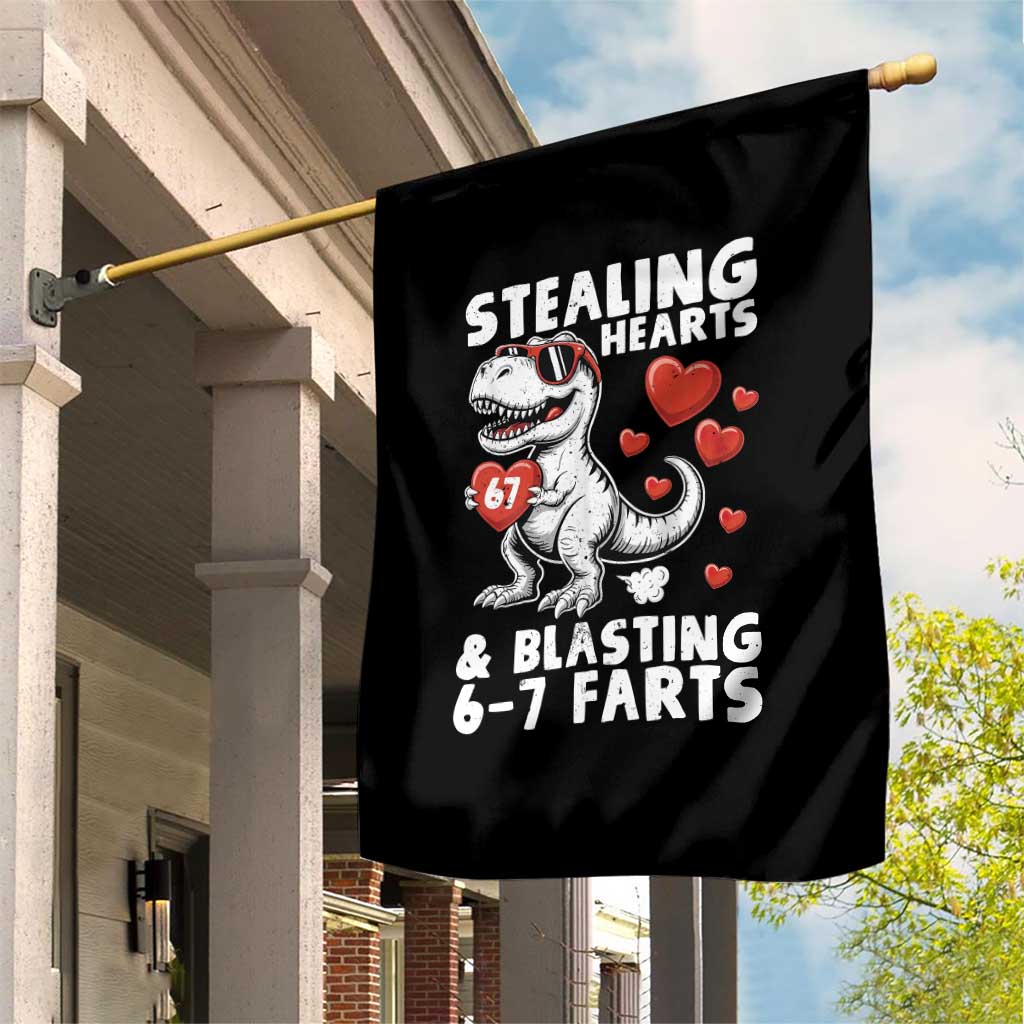 Funny 67 Meme Valentines Day Dinosaur Garden Flag Stealing Hearts And Blasting 67 Farts TS11 Print Your Wear