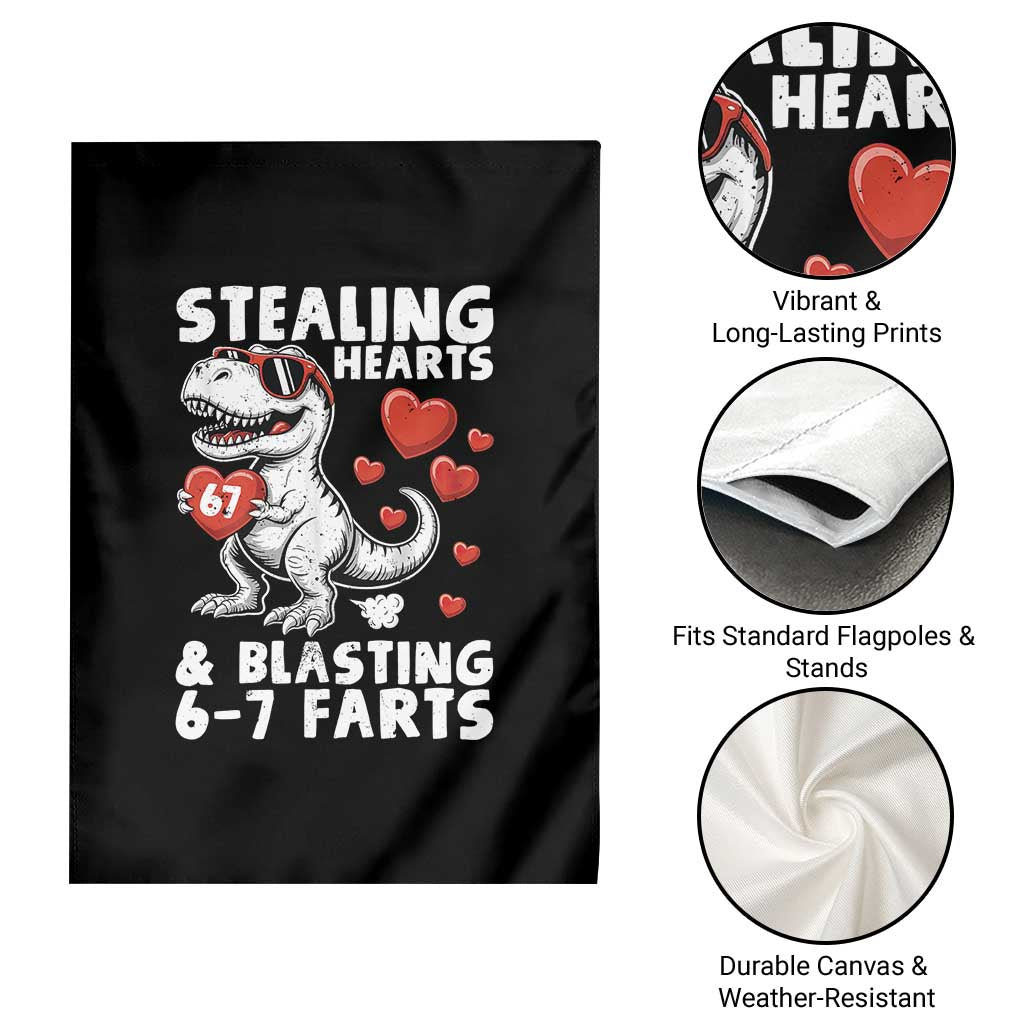 Funny 67 Meme Valentines Day Dinosaur Garden Flag Stealing Hearts And Blasting 67 Farts TS11 Print Your Wear