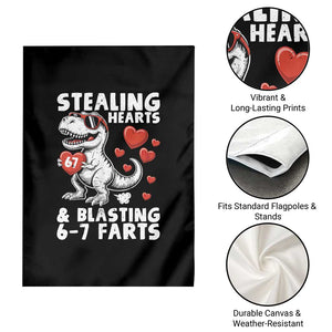 Funny 67 Meme Valentines Day Dinosaur Garden Flag Stealing Hearts And Blasting 67 Farts TS11 Print Your Wear