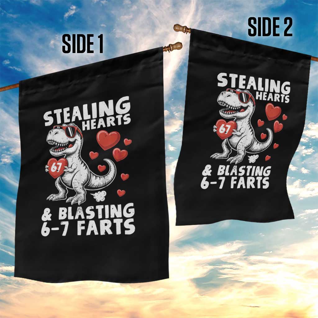 Funny 67 Meme Valentines Day Dinosaur Garden Flag Stealing Hearts And Blasting 67 Farts TS11 Print Your Wear