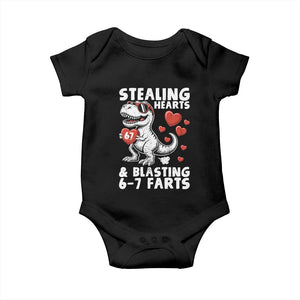 Funny 67 Meme Valentines Day Dinosaur Baby Onesie Stealing Hearts And Blasting 67 Farts TS11 Black Print Your Wear