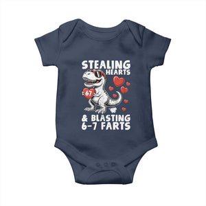 Funny 67 Meme Valentines Day Dinosaur Baby Onesie Stealing Hearts And Blasting 67 Farts TS11 Navy Print Your Wear