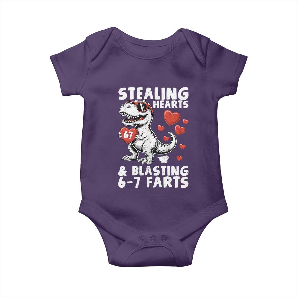 Funny 67 Meme Valentines Day Dinosaur Baby Onesie Stealing Hearts And Blasting 67 Farts TS11 Purple Print Your Wear