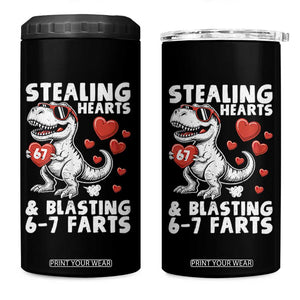 Funny 67 Meme Valentines Day Dinosaur 4 in 1 Can Cooler Tumbler Stealing Hearts And Blasting 67 Farts TS11 One Size: 16 oz Black Print Your Wear