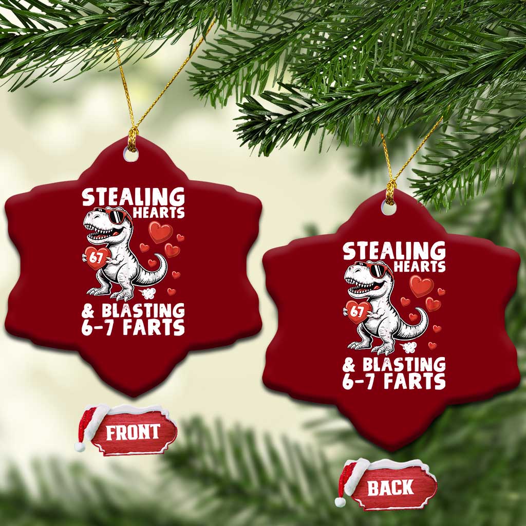Funny 67 Meme Valentines Day Dinosaur Ceramic Ornament Stealing Hearts And Blasting 67 Farts TS11 Print Your Wear