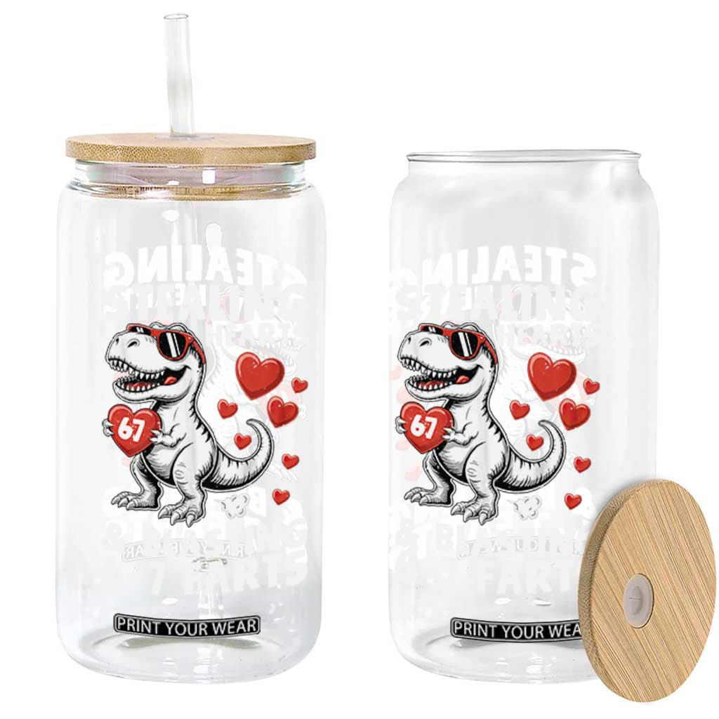 Funny 67 Meme Valentines Day Dinosaur Glass Can Stealing Hearts And Blasting 67 Farts TS11 Print Your Wear