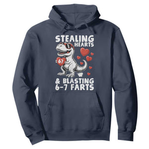 Funny 67 Meme Valentines Day Dinosaur Hoodie Stealing Hearts And Blasting 67 Farts TS11 Navy Print Your Wear