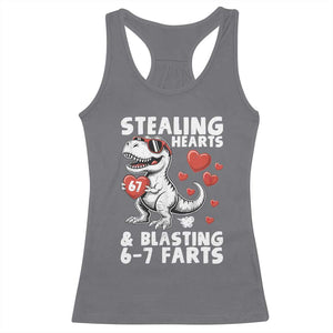 Funny 67 Meme Valentines Day Dinosaur Racerback Tank Top Stealing Hearts And Blasting 67 Farts TS11 Charcoal Print Your Wear