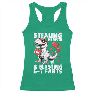 Funny 67 Meme Valentines Day Dinosaur Racerback Tank Top Stealing Hearts And Blasting 67 Farts TS11 Irish Green Print Your Wear