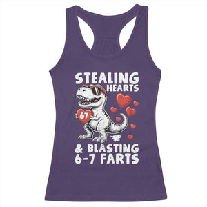 Funny 67 Meme Valentines Day Dinosaur Racerback Tank Top Stealing Hearts And Blasting 67 Farts TS11 Purple Print Your Wear