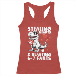 Funny 67 Meme Valentines Day Dinosaur Racerback Tank Top Stealing Hearts And Blasting 67 Farts TS11 Red Print Your Wear