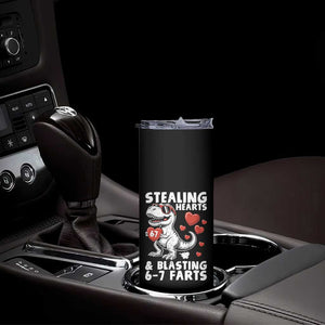 Funny 67 Meme Valentines Day Dinosaur Skinny Tumbler Stealing Hearts And Blasting 67 Farts TS11 Print Your Wear