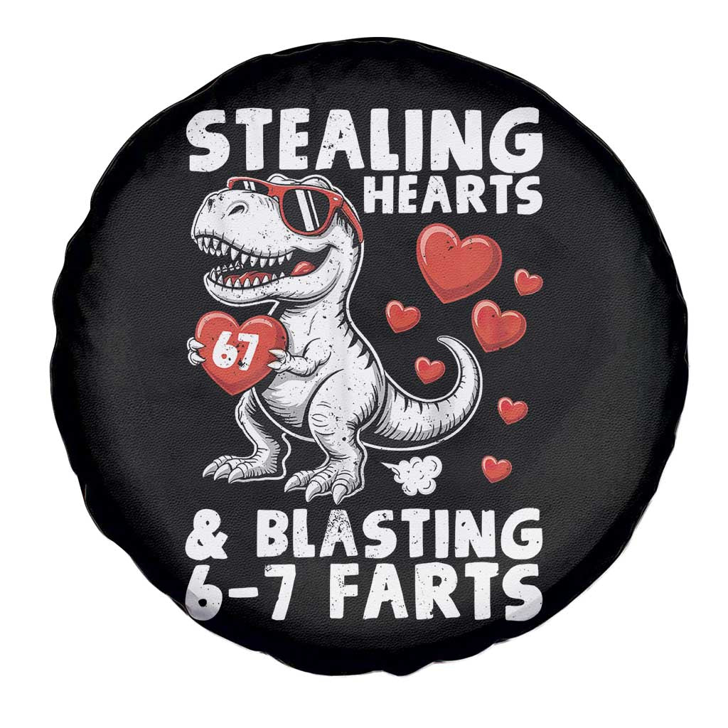 Funny 67 Meme Valentines Day Dinosaur Spare Tire Cover Stealing Hearts And Blasting 67 Farts TS11 Print Your Wear