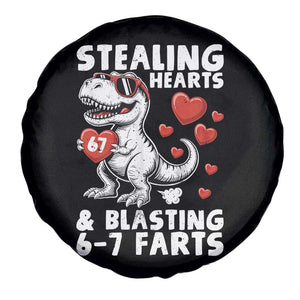 Funny 67 Meme Valentines Day Dinosaur Spare Tire Cover Stealing Hearts And Blasting 67 Farts TS11 Print Your Wear