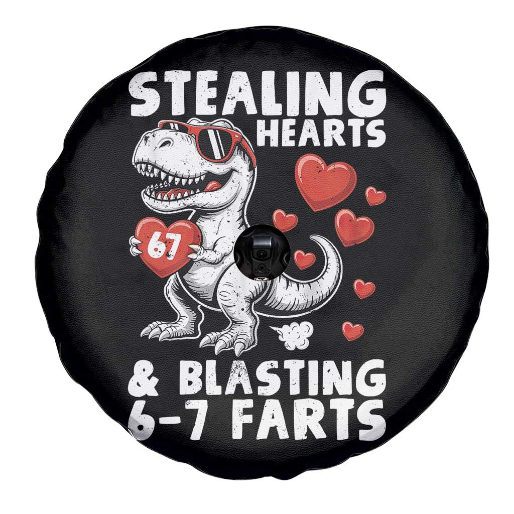 Funny 67 Meme Valentines Day Dinosaur Spare Tire Cover Stealing Hearts And Blasting 67 Farts TS11 Print Your Wear