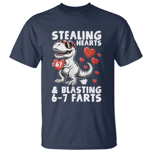 Funny 67 Meme Valentines Day Dinosaur T Shirt Stealing Hearts And Blasting 67 Farts TS11 Navy Print Your Wear