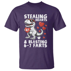 Funny 67 Meme Valentines Day Dinosaur T Shirt Stealing Hearts And Blasting 67 Farts TS11 Purple Print Your Wear