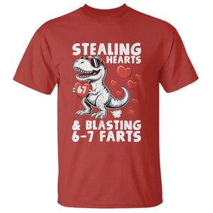 Funny 67 Meme Valentines Day Dinosaur T Shirt Stealing Hearts And Blasting 67 Farts TS11 Red Print Your Wear
