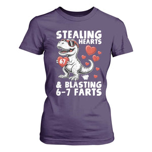 Funny 67 Meme Valentines Day Dinosaur T Shirt For Women Stealing Hearts And Blasting 67 Farts TS11 Purple Print Your Wear