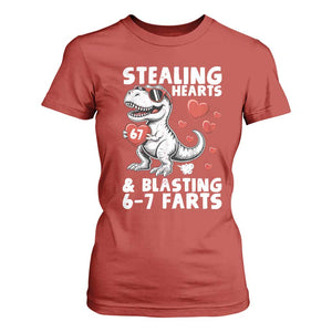 Funny 67 Meme Valentines Day Dinosaur T Shirt For Women Stealing Hearts And Blasting 67 Farts TS11 Red Print Your Wear