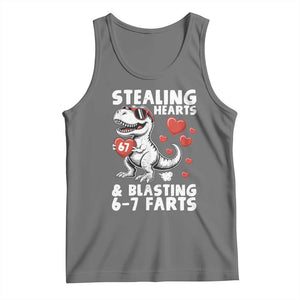 Funny 67 Meme Valentines Day Dinosaur Tank Top Stealing Hearts And Blasting 67 Farts TS11 Black Heather Print Your Wear