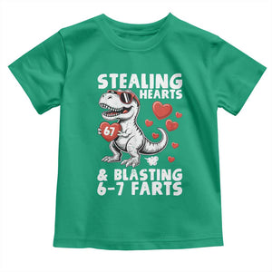 Funny 67 Meme Valentines Day Dinosaur Toddler T Shirt Stealing Hearts And Blasting 67 Farts TS11 Irish Green Print Your Wear