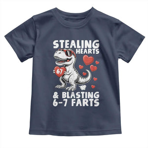 Funny 67 Meme Valentines Day Dinosaur Toddler T Shirt Stealing Hearts And Blasting 67 Farts TS11 Navy Print Your Wear