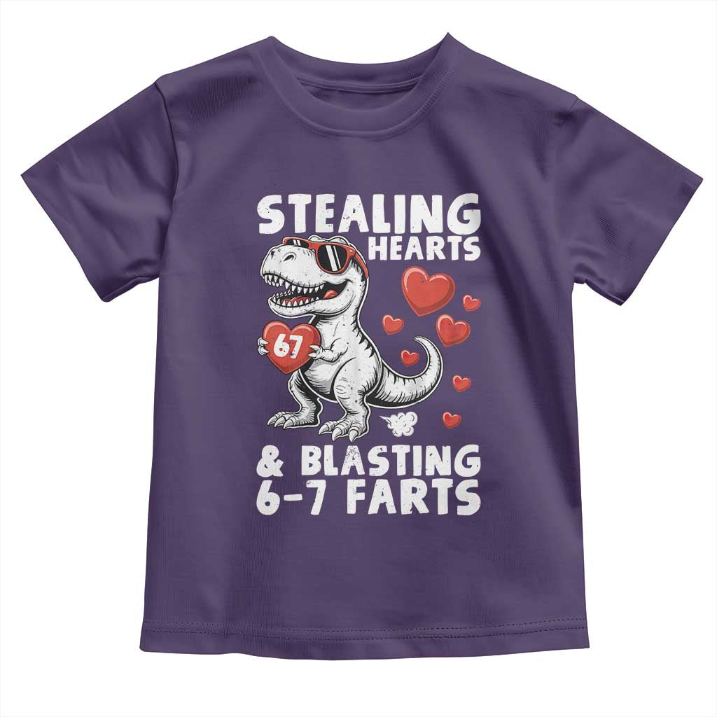 Funny 67 Meme Valentines Day Dinosaur Toddler T Shirt Stealing Hearts And Blasting 67 Farts TS11 Purple Print Your Wear
