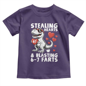 Funny 67 Meme Valentines Day Dinosaur Toddler T Shirt Stealing Hearts And Blasting 67 Farts TS11 Purple Print Your Wear