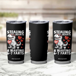 Funny 67 Meme Valentines Day Dinosaur Tumbler Cup Stealing Hearts And Blasting 67 Farts TS11 Print Your Wear