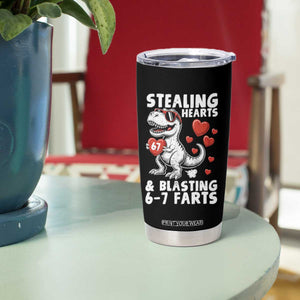 Funny 67 Meme Valentines Day Dinosaur Tumbler Cup Stealing Hearts And Blasting 67 Farts TS11 Print Your Wear
