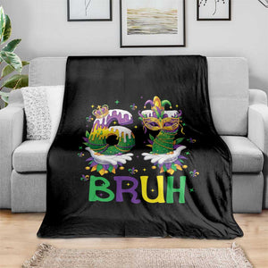 Funny 67 Mardi Gras Bruh Throw Blanket Six Seven Meme Fleur De Lis Hand Gesture TS11 Print Your Wear