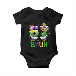 Funny 67 Mardi Gras Bruh Baby Onesie Six Seven Meme Fleur De Lis Hand Gesture TS11 Black Print Your Wear