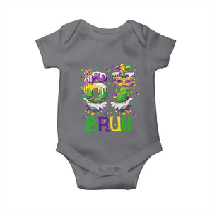 Funny 67 Mardi Gras Bruh Baby Onesie Six Seven Meme Fleur De Lis Hand Gesture TS11 Charcoal Print Your Wear