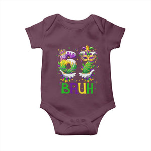 Funny 67 Mardi Gras Bruh Baby Onesie Six Seven Meme Fleur De Lis Hand Gesture TS11 Maroon Print Your Wear
