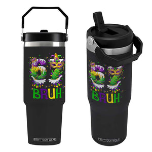 Funny 67 Mardi Gras Bruh Flip Straw Tumbler Six Seven Meme Fleur De Lis Hand Gesture TS11 One Size: 30 oz Black Print Your Wear